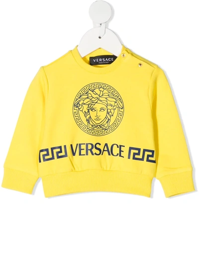 Young Versace Medusa Crew Neck Sweatshirt In Yellow