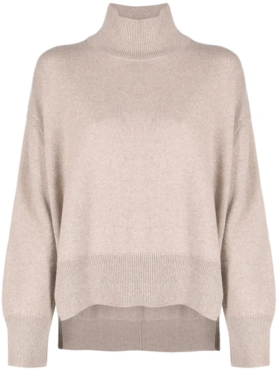 Barrie Roll Neck Cashmere Jumper In Neutrals