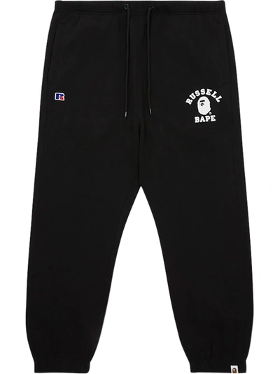 A Bathing Ape X Russell College Track Trousers In Black