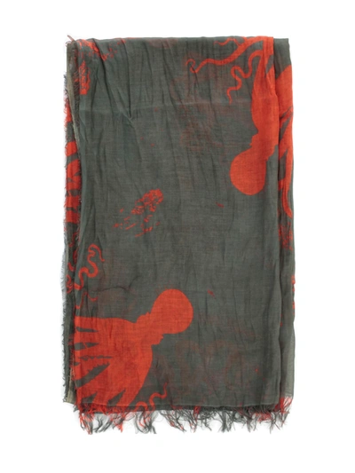 Uma Wang Cotton Scarf In Blue/red