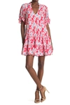 Melloday Floral Print Tiered Babydoll Dress In Red Floral