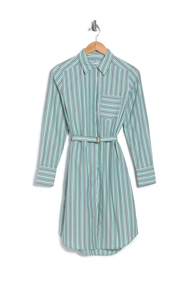 Calvin Klein Striped Long Sleeve Belted Shirt Dress In Mead Wht | ModeSens