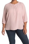 Nydj Henley 3/4 Sleeve Blouse In Pueblo Ros