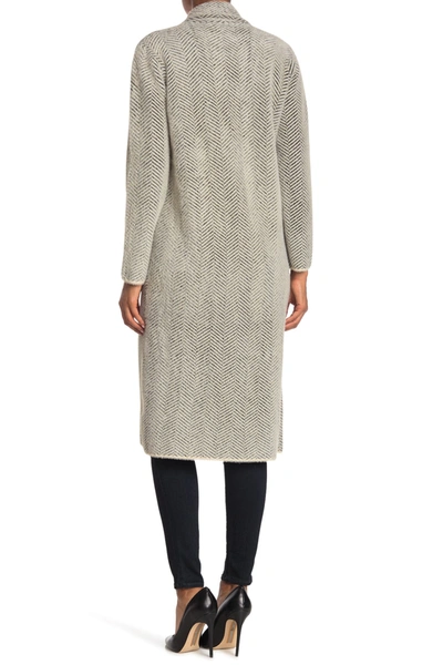 Love Token Herringbone Print Longline Coat In Blk/wht