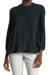 Adrianna Papell Pleated Georgette Crepe Blouse In Junglegren