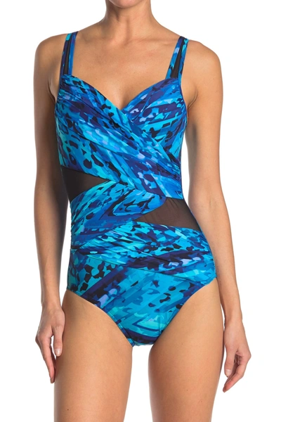Miraclesuit Turning Point Madero Printed Underwire One-piece Swimsuit Women's Swimsuit In Blue