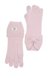 Ugg Bow Wool Blend Tech Glove In Pink Crystal