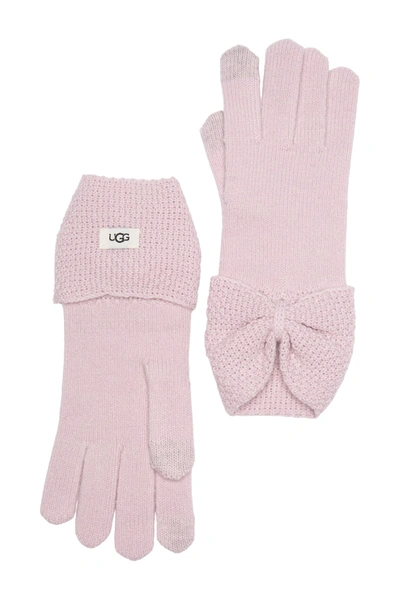 Ugg Bow Wool Blend Tech Glove In Pink Crystal
