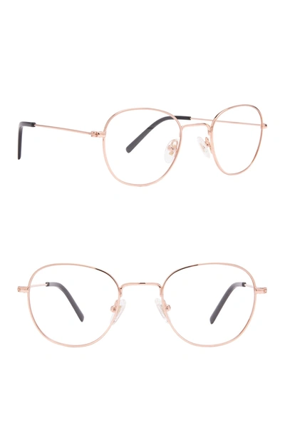 Diff Eyewear Sage 46mm Round Blue Light Blocking Glasses In Rose Gold