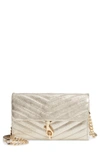 Rebecca Minkoff Edie Quilted Leather Crossbody Wallet In Champagne