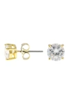 Cz By Kenneth Jay Lane 18k Gold Plated Round Cz Stud Earrings In Clear-gold