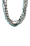 ADORNIA BLACK RHODIUM PLATED STERLING SILVER MESSY LAYERED NECKLACE,791109046180