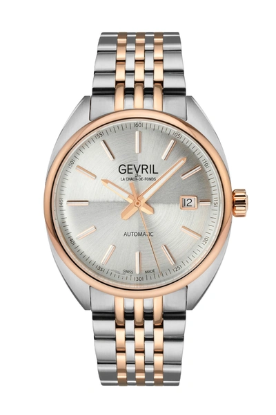 Gevril Men's Five Points Silver Dial Two Tone Watch