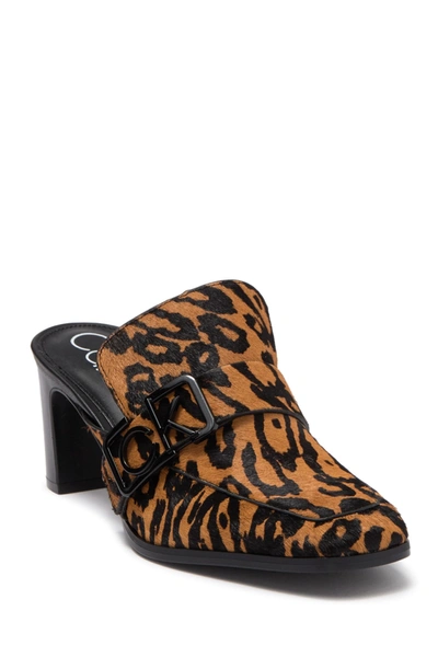 Calvin Klein Dacy Calf Hair Leopard Print Mule In Natural
