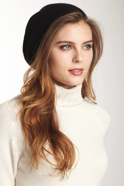 Portolano Solid Cashmere Beret In Black