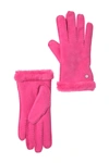 Ugg Genuine Dyed Shearling Slim Side Vent Gloves In Bright Pink