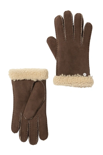 Ugg Genuine Dyed Shearling Slim Side Vent Gloves In Slate