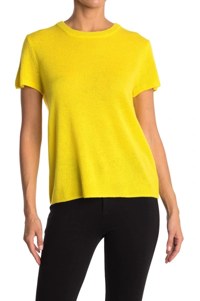 525 America Cashmere Short Sleeve Sweater In Neo Yllw