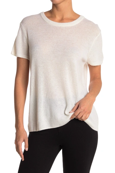 525 America Cashmere Short Sleeve Sweater In Wnt.white