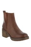 Mia Jody Ribbed Lug Sole Chelsea Boot In Luggage