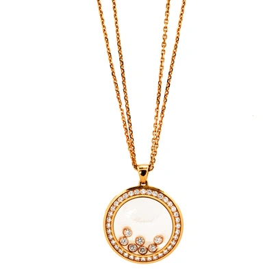 Pre-owned Chopard Happy Diamonds Happy Curves Diamond 18k Rose Gold Double Strand Pendant Necklace