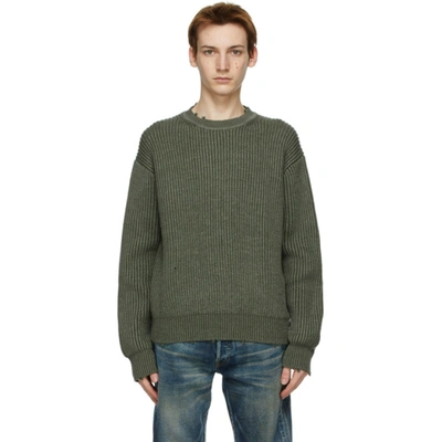 John Elliott Khaki Wool Structure Sweater In Green
