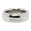 VERSACE SILVER 'VERSACE' ENGRAVED RING