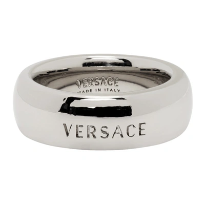 Versace Silver '' Engraved Ring In D00p Silver
