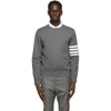 Thom Browne Grey Milano 4-bar Sweater In Multi-colored