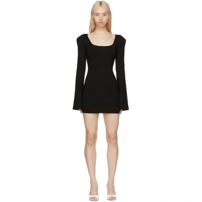 Attico Liz Open-back Buckled Stretch-ponte Mini Dress In Black