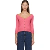 ALEXANDER MCQUEEN PINK CASHMERE OFF-THE-SHOULDER CARDIGAN