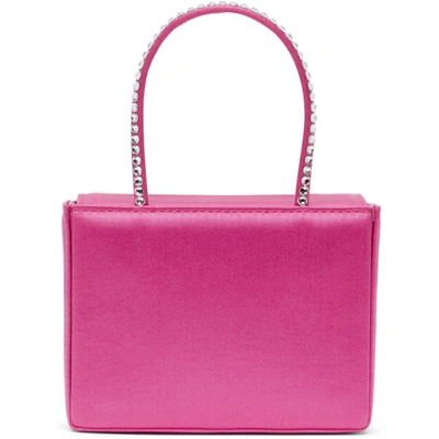 Amina Muaddi Super Mini Embellished Satin Gilda Top-handle Bag In Fuchsia