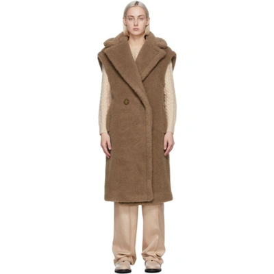 Max Mara Alce Camel Wool And Silk Waistcoat In Light Brown