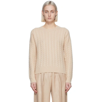 Max Mara Breda Wool-cashmere Cable-knit Sweater In Light Beige