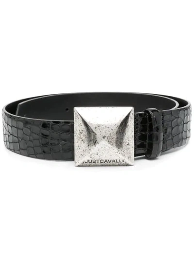 Just Cavalli Croc-effect Belt In Black