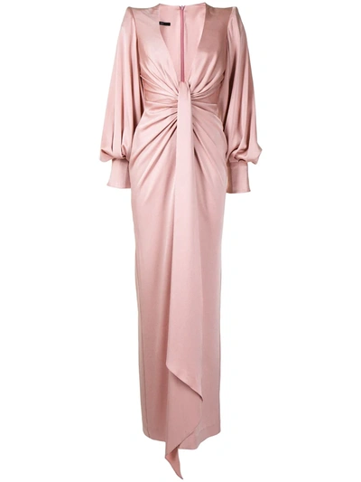Alex Perry Front Knot Evening Dress In Pink