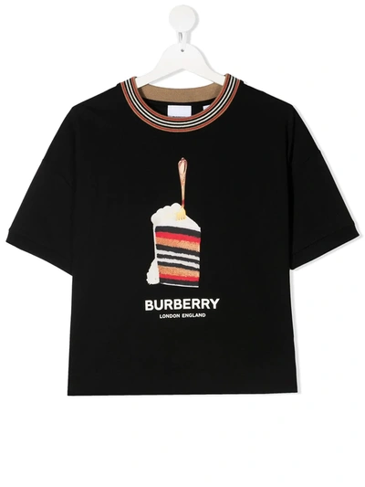 Burberry Teen Cake-print T-shirt In Black