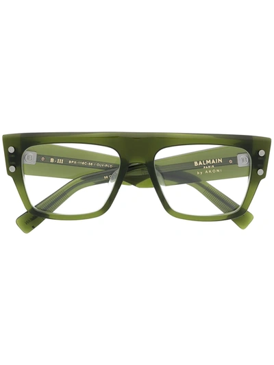 Balmain Eyewear B-iii 超大方框太阳眼镜 In Green