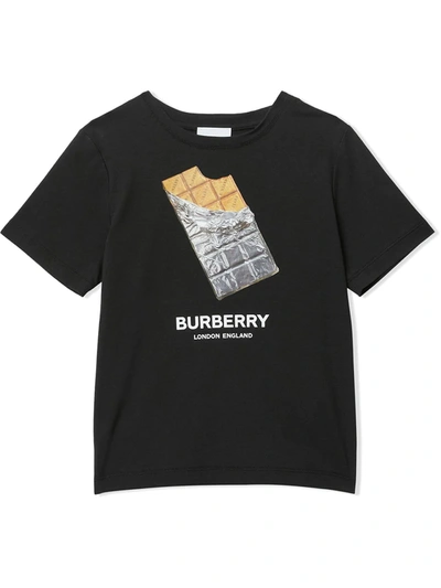 Burberry Teen Confectionery-print Cotton T-shirt In Black