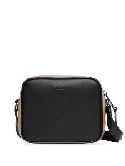 Burberry Leather Icon Stripe Cross-body Bag In Black