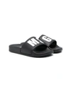 Msgm Teen Contrast Logo-print Slides In Black