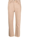 Re/done 70s Originals Stove Pipe Cropped High-rise Straight-leg Jeans In Brown
