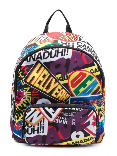 Dsquared2 Kids' Graphic-print Zipped Backpack In White
