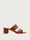 Ferragamo Trabia Chain Block Heel Slide Sandal In Brown