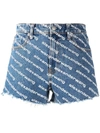 Alexander Wang Denim Shorts With All Over Logo In Blue