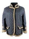 Ermanno Scervino Light Long-sleeved Quilted Jacket With Buttons And Inserts In Gold Color In Black