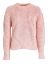 Ermanno Scervino Long-sleeved Crew Neck Sweater In Cotton With Crystals In Pink