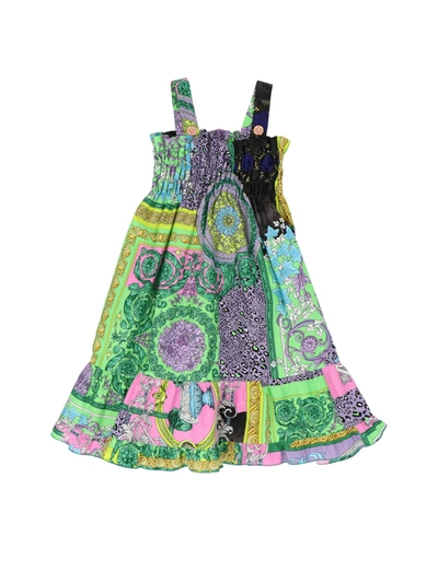 Versace Young Barocco Multicolor Dress In Multi