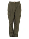 BALMAIN HIGH WAIST CARGO TROUSERS IN GREEN