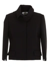 ALEXANDER MCQUEEN ALEXANDER MCQUEEN WOOL-SILK BLEND BLAZER IN BLACK